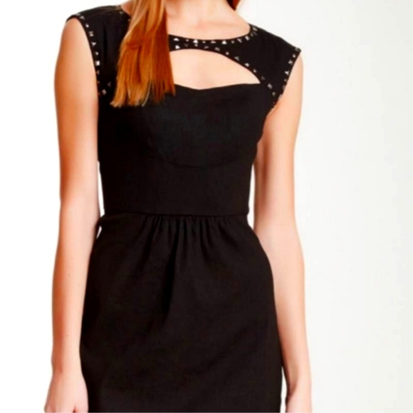 REBECCA TAYLOR Black Cut Out Studded Dress 0 - Picture 1 of 5